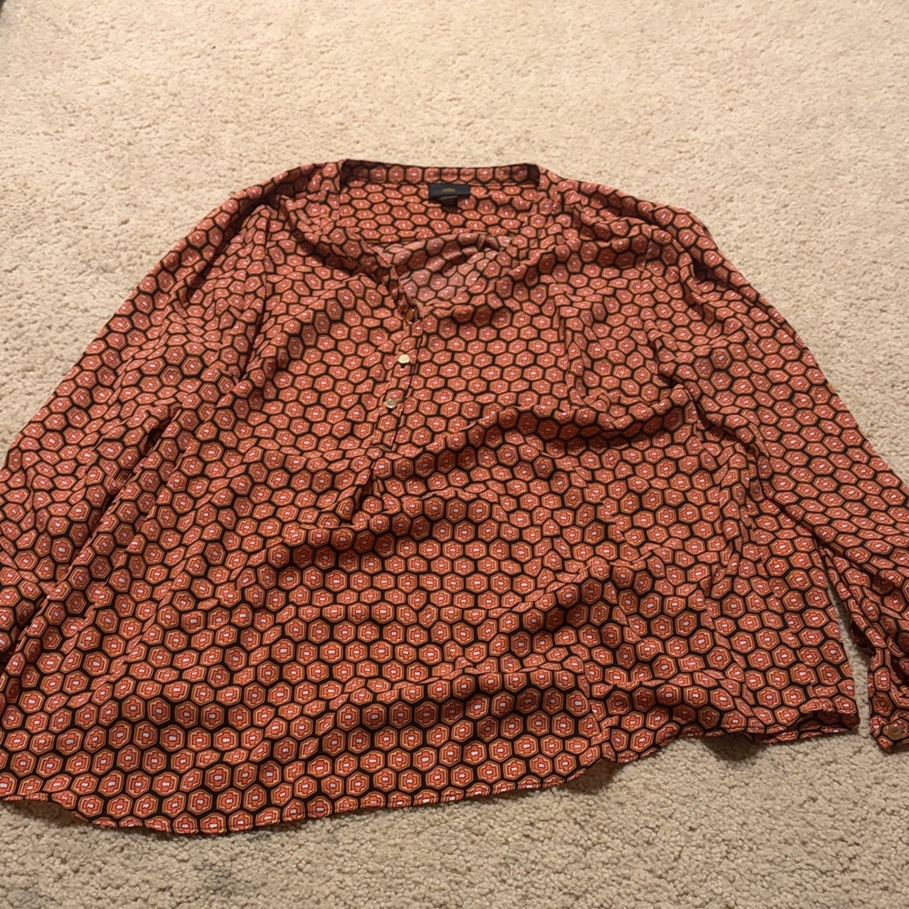 JM Collection Rust Geometric Blouse